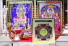 Shri Bhairav Yantra card with circular seal design in a decorative gold square frame