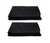 Black woolen meditation mat with folded edge and stitched border