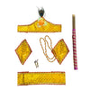 Kids Krishna costume dress set: yellow tunic, necklace, earrings, headpiece, bracelets