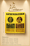 Yantra size chart page with height and width markings around the gold-plated plaque