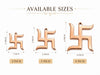 Copper swastik door ornament size options: 2, 3, and 4 inch ornaments