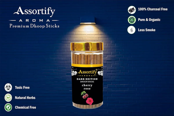 Cherry Rose Dhoop Sticks Jar|Natural Ingredients||100Gm Jar Packaging | Less Smoke| - Achleshwar