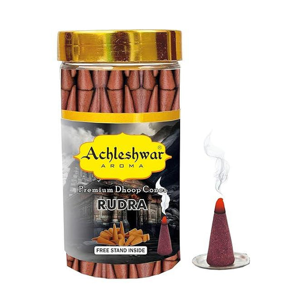 Rudra Dhoop Cones Box|Bamboless||100gm Jar Packaging | Less Smoke| - Achleshwar