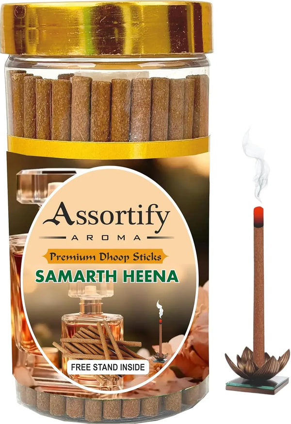 Samarth Heena Dhoop Sticks Box|Bamboless||100gm Jar Packaging | Less Smoke| - Achleshwar