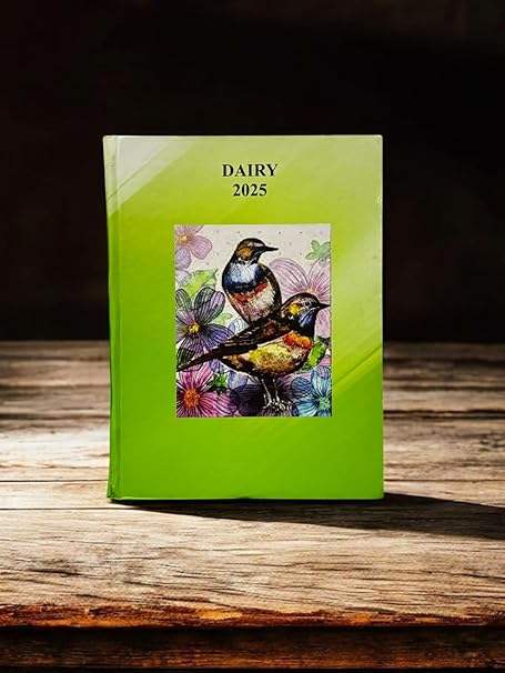 Diary cover 2025 with bird illustration and 'DAIRY 2025' text
