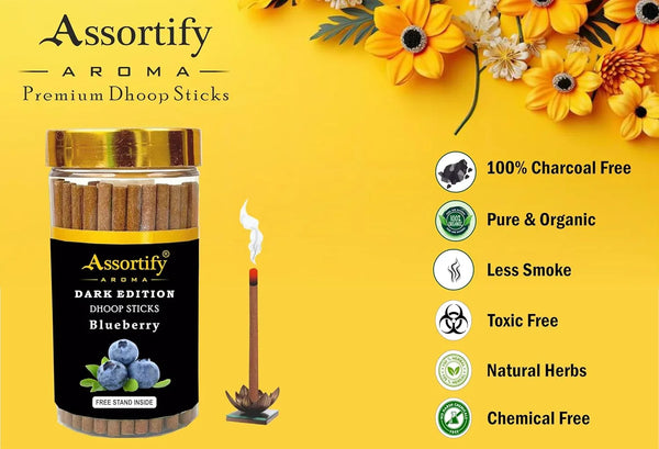 Blueberry Dhoop Sticks Jar|Natural Ingredients||100Gm Jar Packaging | Less Smoke| - Achleshwar