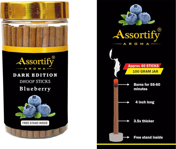 Blueberry Dhoop Sticks Jar|Natural Ingredients||100Gm Jar Packaging | Less Smoke| - Achleshwar