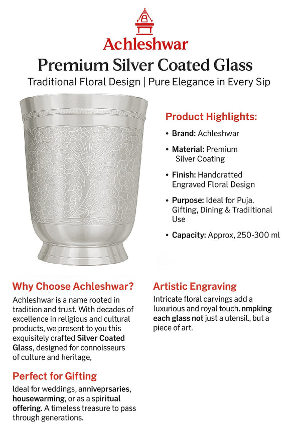 Premium Shine Brass Glass Silver (Box Packing)