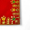 Red velvet pooja asan cloth with gold embroidered border and corner motifs