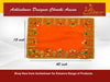 Orange velvet pooja aasan cloth with gold and green embroidered border and motifs