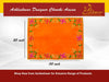 Orange velvet pooja asan cloth with multicolor embroidered border and corner motifs