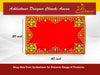 Red velvet pooja asan cloth, 20x40 in, with gold border and embroidered circular motifs