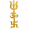 Gold Trishul yantra pendant with Om symbol and trident form