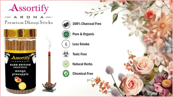 Mango Pineapple Dhoop Sticks Jar|Natural Ingredients||100Gm Jar Packaging | Less Smoke| - Achleshwar