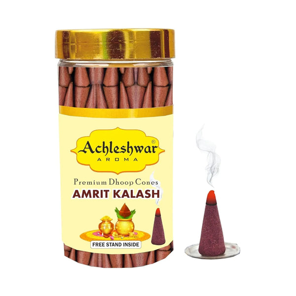 Amarat Kalash Dhoop Cones Box|Bamboless||100gm Jar Packaging | Less Smoke| - Achleshwar