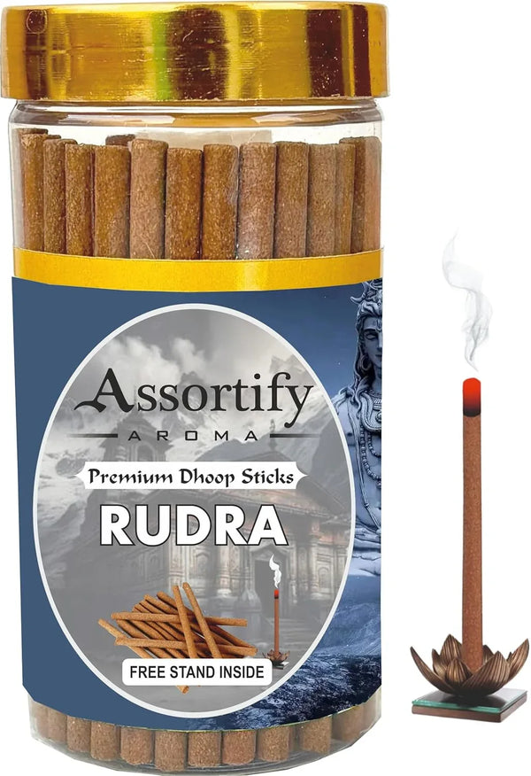 Rudra Dhoop Sticks Box|Bamboless||100gm Jar Packaging | Less Smoke| - Achleshwar