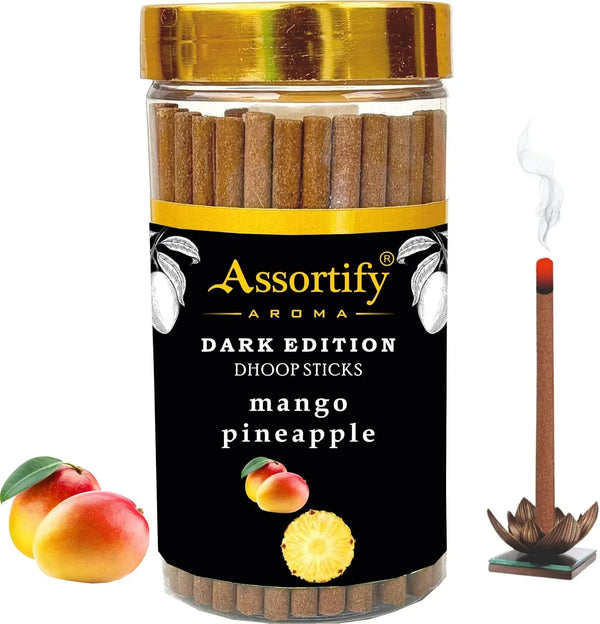 Mango Pineapple Dhoop Sticks Jar|Natural Ingredients||100Gm Jar Packaging | Less Smoke| - Achleshwar
