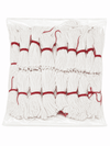 White cotton decorative pouch with red thread tassel embroidery