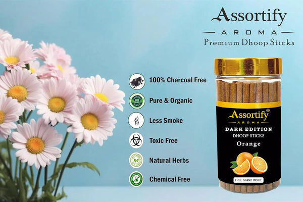 Orange Dhoop Sticks Jar|Natural Ingredients||100Gm Jar Packaging | Less Smoke| - Achleshwar