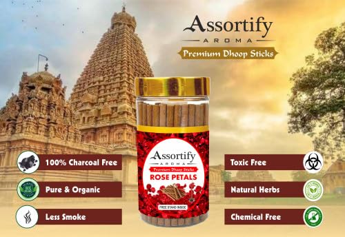 Rose Petals Dhoop Sticks Box|Bamboless||100gm Jar Packaging | Less Smoke|