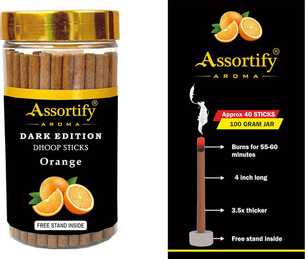 Orange Dhoop Sticks Jar|Natural Ingredients||100Gm Jar Packaging | Less Smoke|
