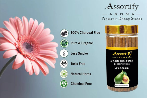 Avacado Dhoop Sticks Jar|Natural Ingredients||100Gm Jar Packaging | Less Smoke| - Achleshwar