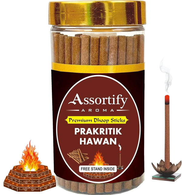 Prakartik Hawan Dhoop Sticks Box|Bamboless||100gm Jar Packaging | Less Smoke| - Achleshwar