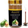 Avocado dhoop sticks jar with gold lid and Assortify Dark Edition label