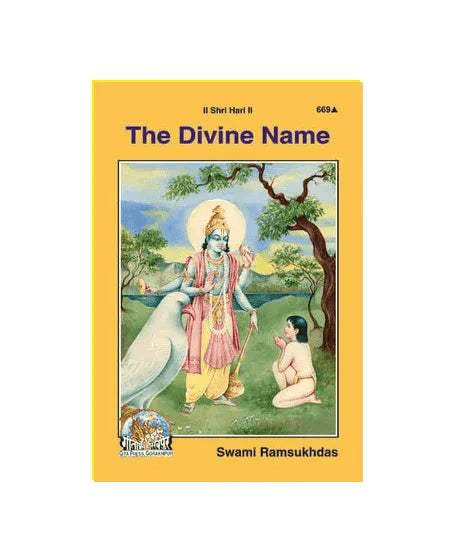 Religious book cover, The Divine Name, with deity and child illustration