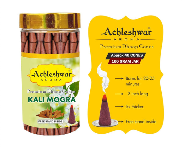Kali Mogra Dhoop Cones Box|Bamboless||100gm Jar Packaging | Less Smoke|