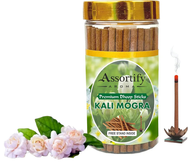 Kali Mogra Dhoop Sticks Box|Bamboless||100gm Jar Packaging | Less Smoke| - Achleshwar