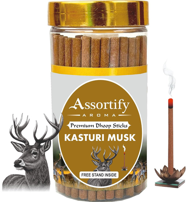 Kasturi Musk Dhoop Sticks Box|Bamboless||100gm Jar Packaging | Less Smoke|