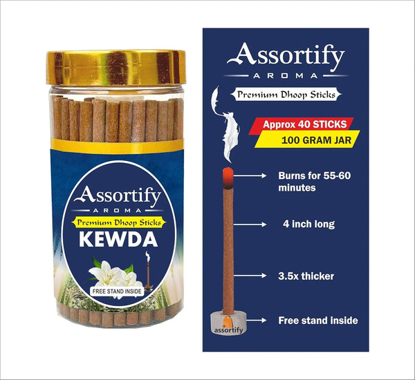 Kewda Phool Dhoop Sticks Box|Bamboless||100gm Jar Packaging Less Smoke| - Achleshwar