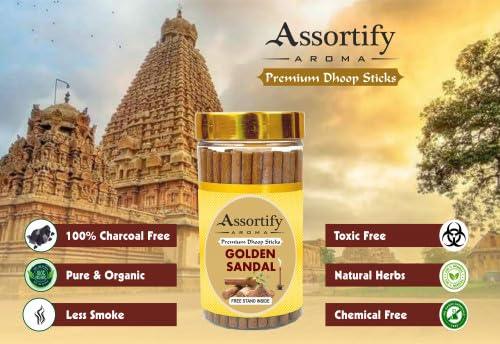 Golden Sandal Dhoop Sticks Box|Bamboless||100gm Jar Packaging | Less Smoke| - Achleshwar