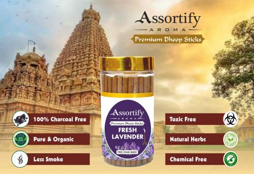 Fresh Lavender Dhoop Sticks Box|Bamboless||100gm Jar Packaging | Less Smoke|