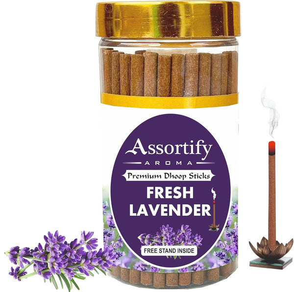 Fresh Lavender Dhoop Sticks Box|Bamboless||100gm Jar Packaging | Less Smoke|
