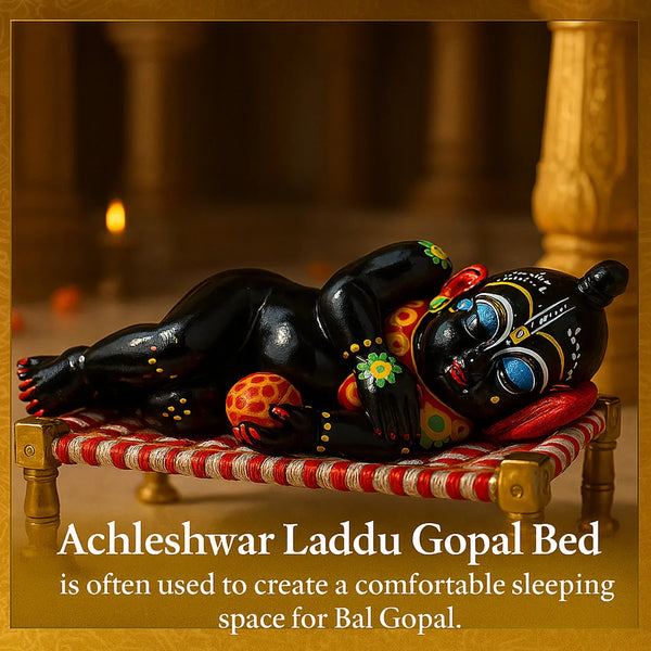 Laddu Gopal Metal Mini Charpai Bed for Bal Gopal - Achleshwar
