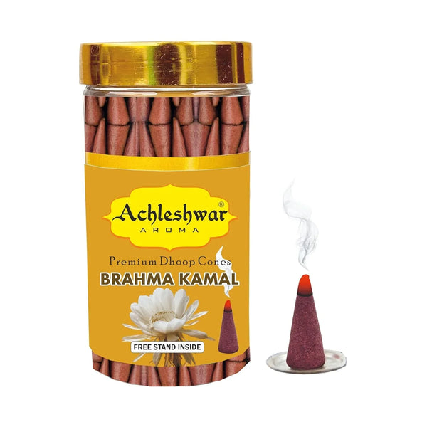 brahma Kamal Dhoop Cones Box|Bamboless||100gm Jar Packaging | Less Smoke| - Achleshwar