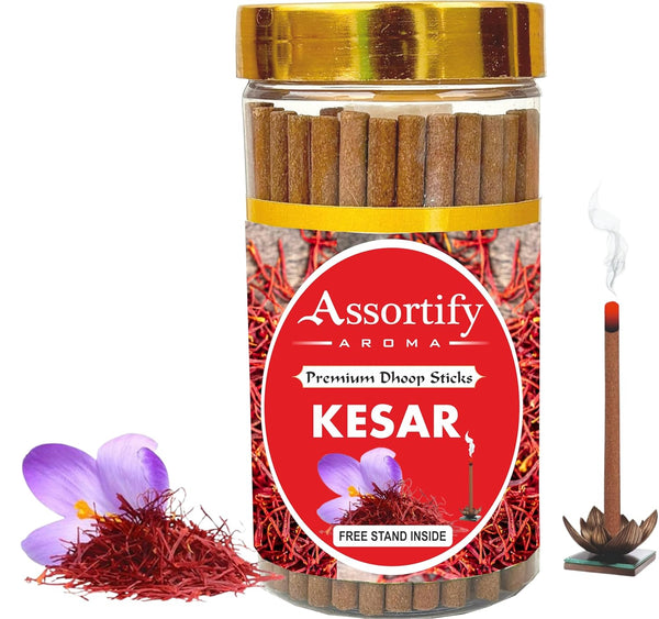 Kesar Dhoop Sticks Box|Bamboless||100gm Jar Packaging | Less Smoke|