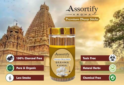 Brahma Kamal Dhoop Sticks Box for Pooja|Bamboless||100gm Jar Packaging | Less Smoke|