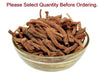 Majith Jadi Booti bark pieces in glass bowl, dark brown, dried