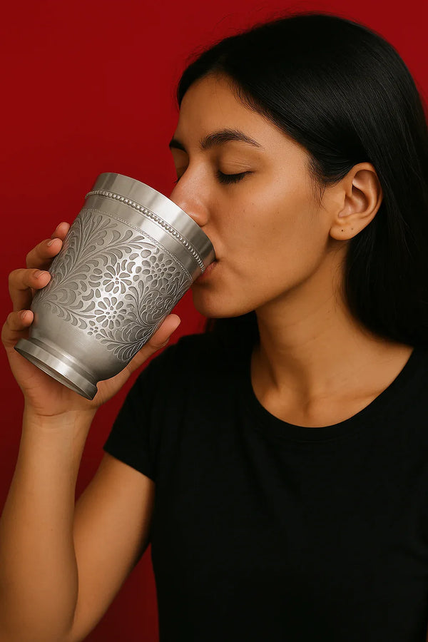 Premium Shine Brass Glass Silver (Box Packing) - Achleshwar