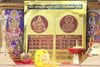 Mangal Surya Yantra plaque with two deity circles and maroon grid panels