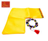 Multicolor bead mala with red tassel and yellow fabric pouch
