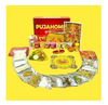 Navratri puja samagri kit with pooja plate, colorful jars, powders, and incense packets