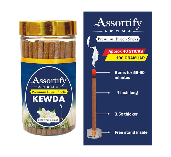 Kewda Phool Dhoop Sticks Box|Bamboless||100gm Jar Packaging Less Smoke|