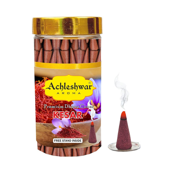 Kesar Dhoop Cones Box|Bamboless||100gm Jar Packaging | Less Smoke|