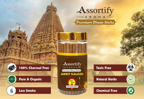 Amrat Kalash Dhoop Sticks Box|Bamboless||100gm Jar Packaging | Less Smoke|