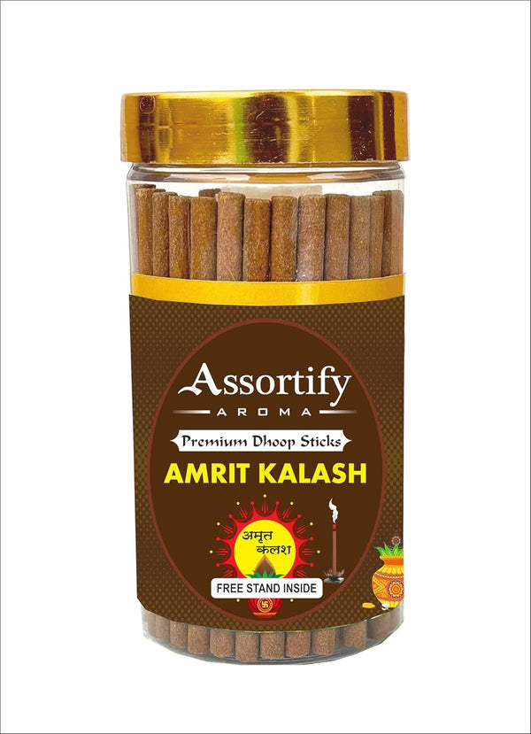 Amrat Kalash Dhoop Sticks Box|Bamboless||100gm Jar Packaging | Less Smoke|