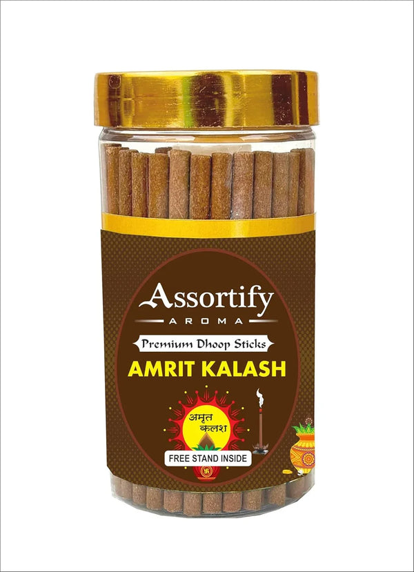 Amrat Kalash Dhoop Sticks Box|Bamboless||100gm Jar Packaging | Less Smoke| - Achleshwar